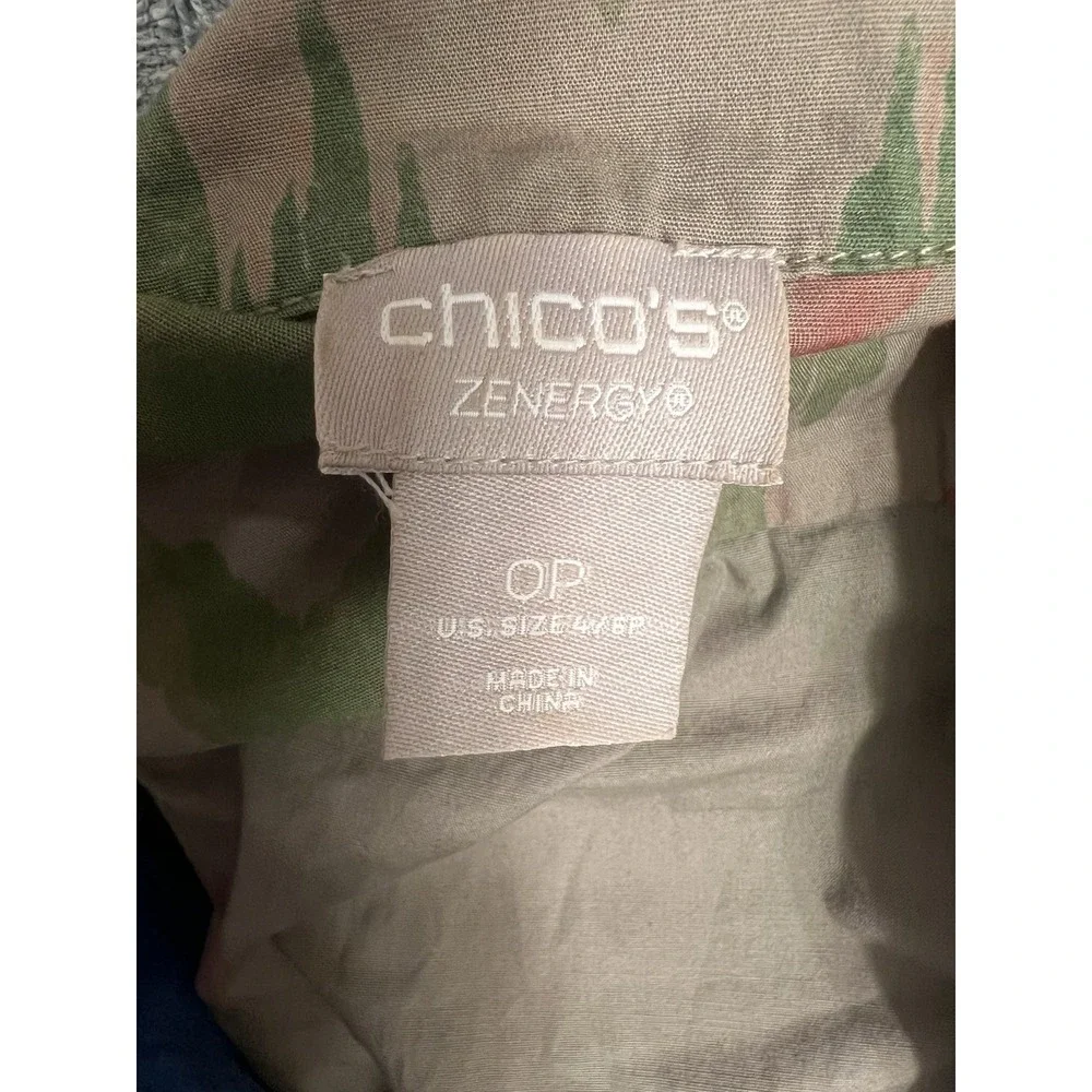 Chico's Zenergy Full Zip Utility Olive Green Jacket Boho Sz 0P - Picture 3 of 4
